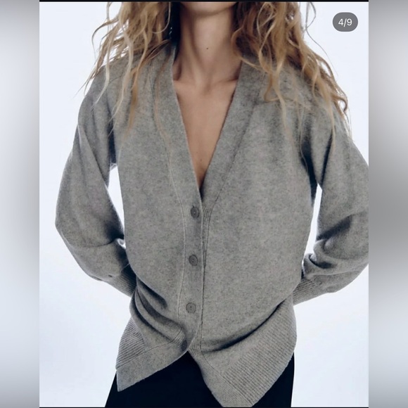 ZARA Wool Blend Oversized Cardigan in Gray , size Large - Picture 5 of 10
